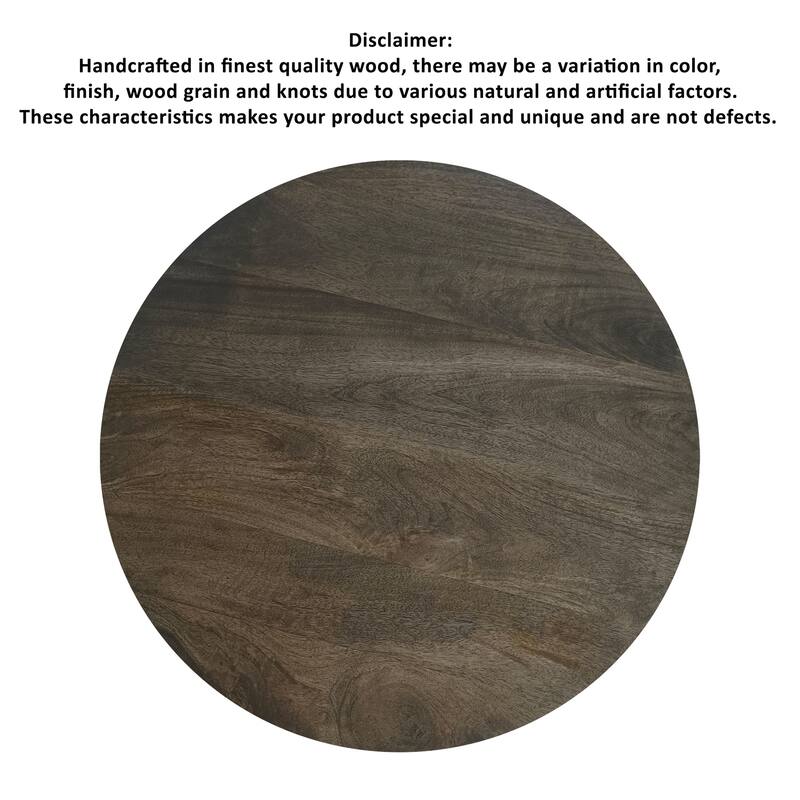 24 in. Distressed Gray Round Wood End Table, Sturdy Build End Side Table for Living Rooms