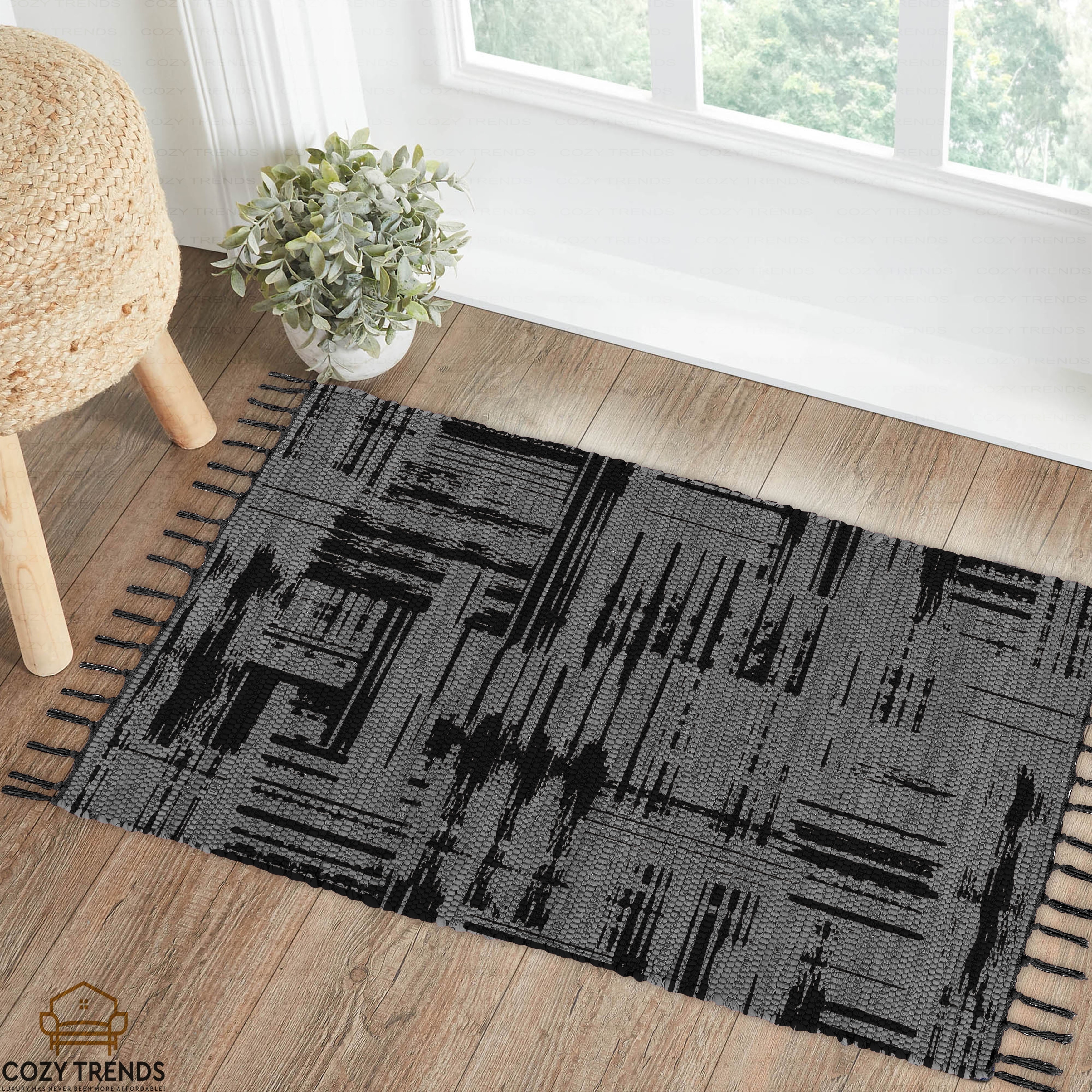 LOCHAS Bathroom Rugs 2' x 3', Hand Woven Cotton Small Rug for Bedroom, Boho  Throw Rug Door Mat with Tassels for Bath Kitchen Laundry Room Apartment  Indoor Entrance