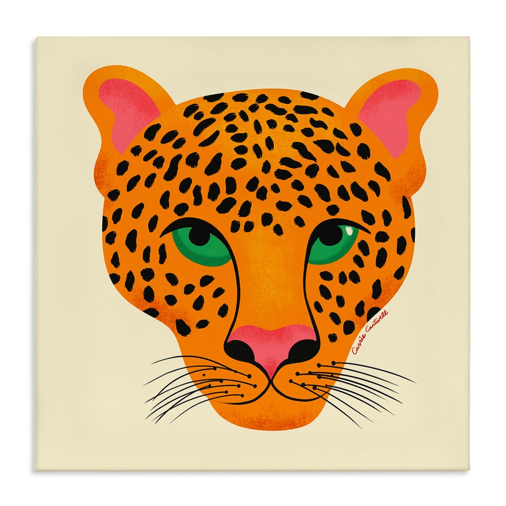 Stupell Modern Leopard Wildlife Face Canvas Wall Art Design By Carrie Cantwell