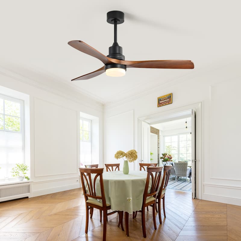 Sofucor 52" Indoor Wood Ceiling Fan Light with Remote, Integrated Light Optional