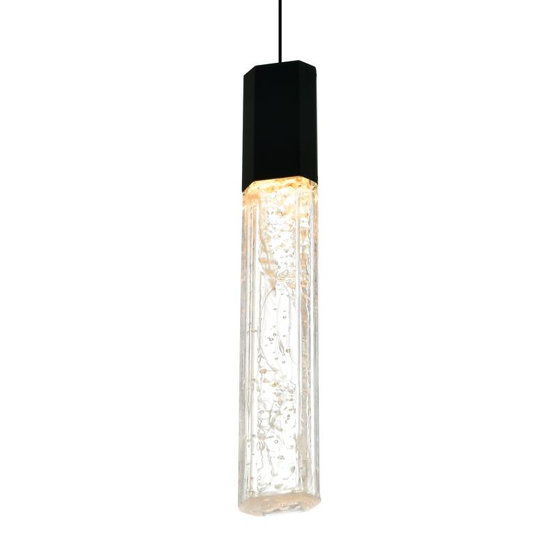 Greta Integrated LED 5in Black Mini Pendant with Handcrafted Glass
