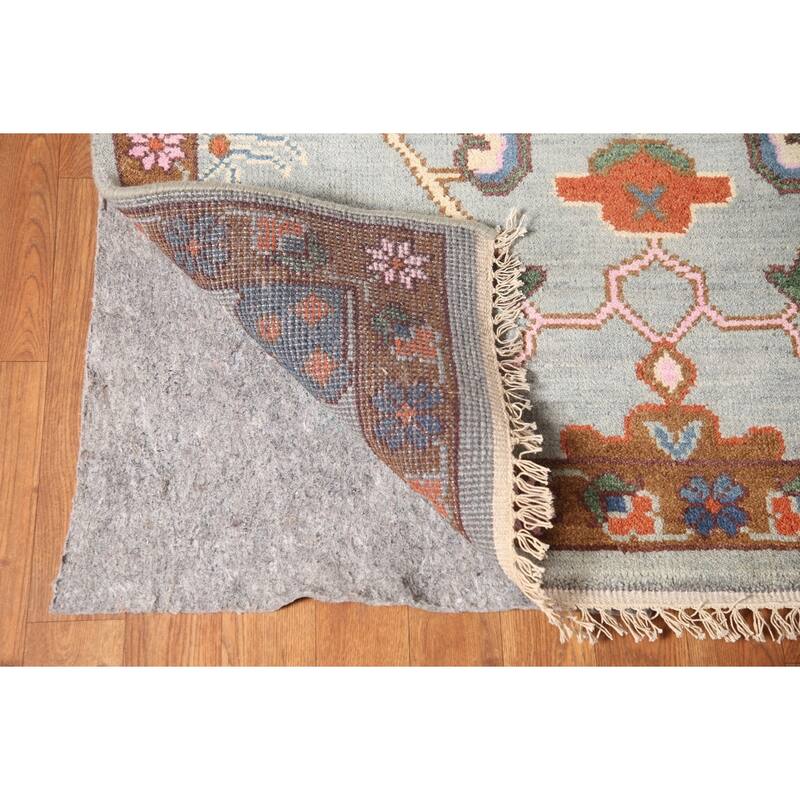 All-Over Oushak Oriental Area Rug Hand-Knotted Wool Carpet - 9'0" x 11'10"