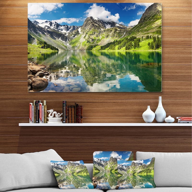 Designart 'Reflecting Mountain Lake' Landscape Metal Wall Art
