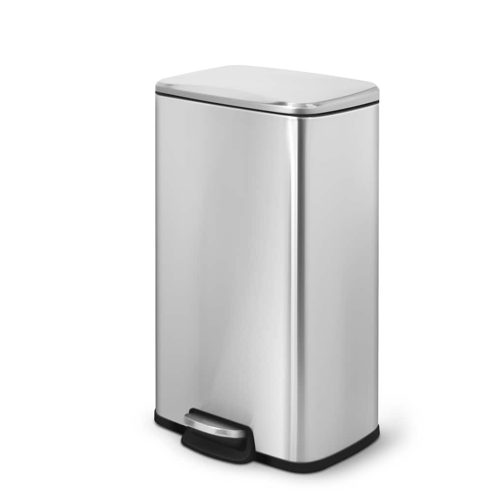 Innovaze 8 Gal./30 Liter Rectangular Stainless Steel step-on Trash Can for kitchen