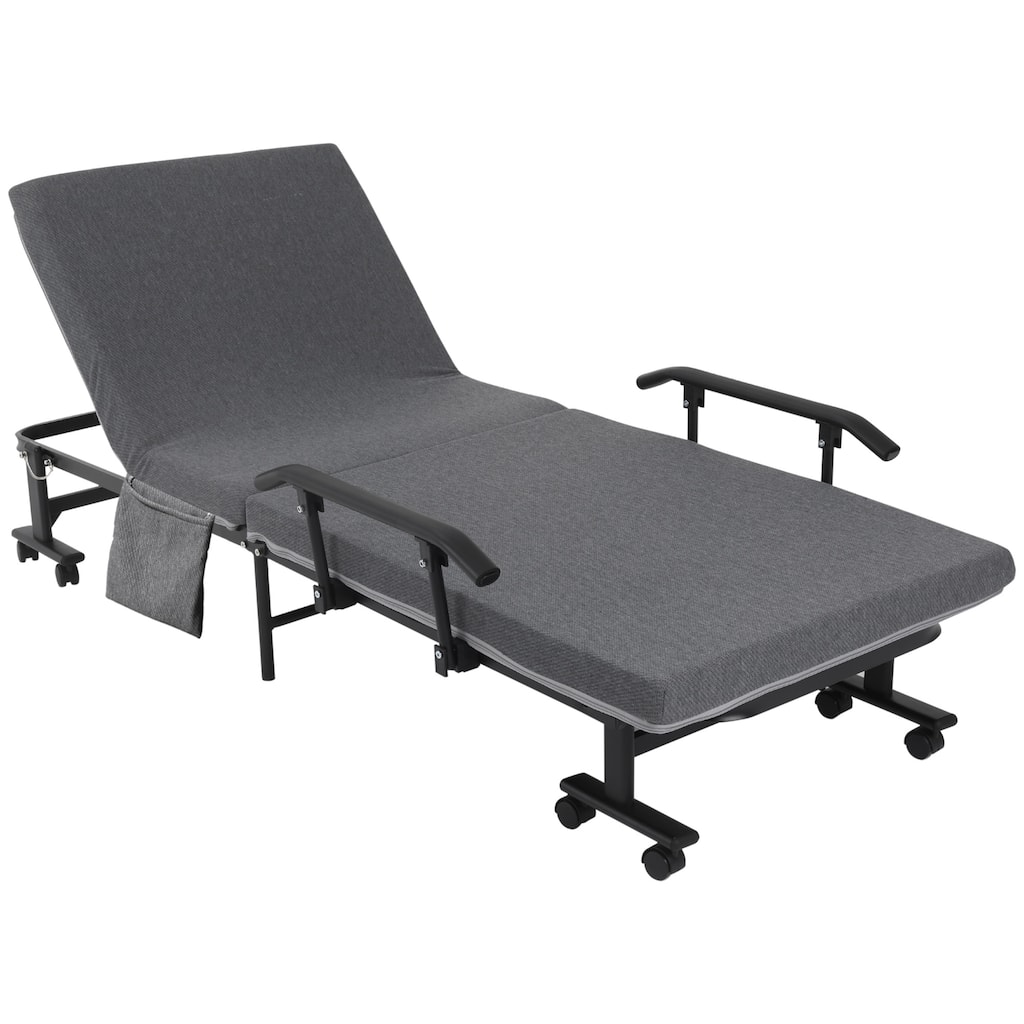 Rollaway Bed, Folding Bed with Mattress, Portable Foldable Guest Bed