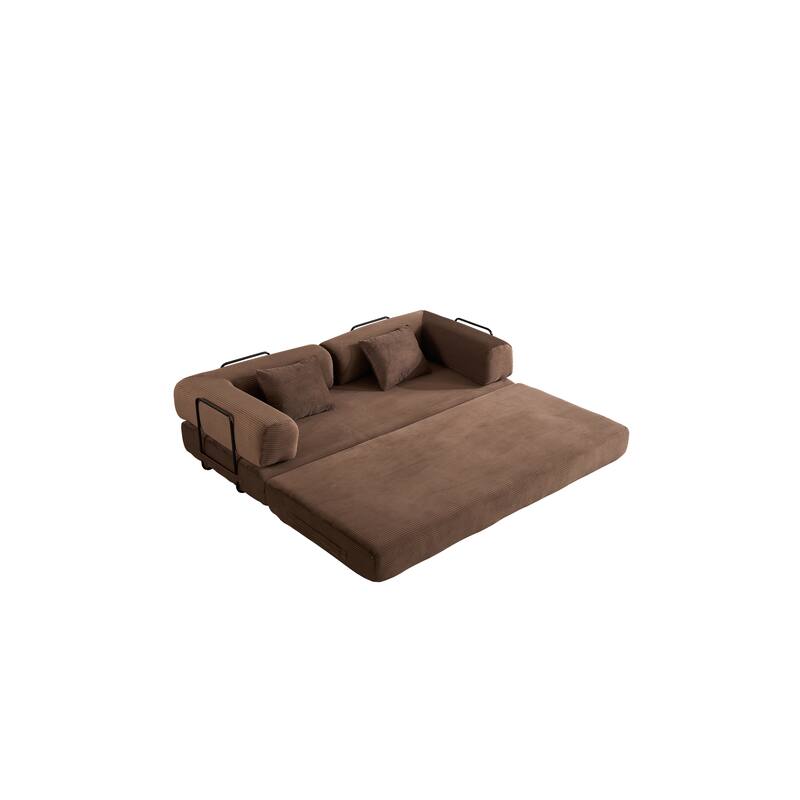 Convertible Sleeper Sofa Bed with Pillow, Modern Corduroy Folding Mattress Couch, Floor Sofa Lounge for Compact Spaces