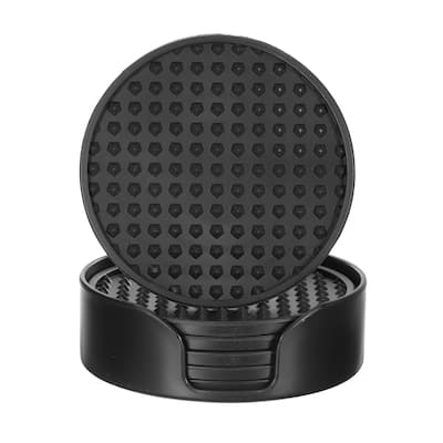 6pcs Silicone Drink Coasters with Holder for Desk Furniture Protection