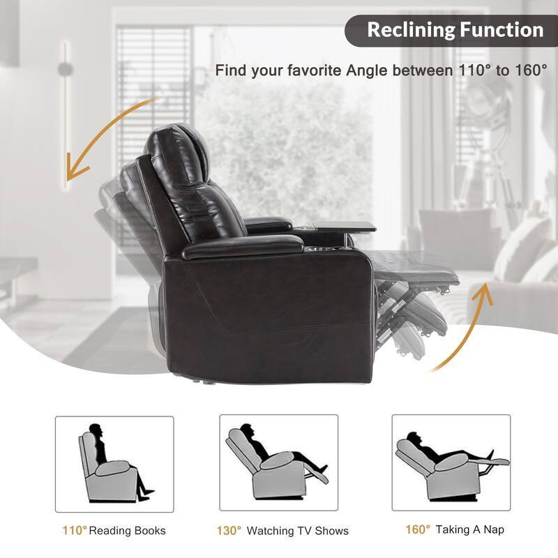 Power Motion Recliner with USB Charging, Swivel Tray Table & Storage