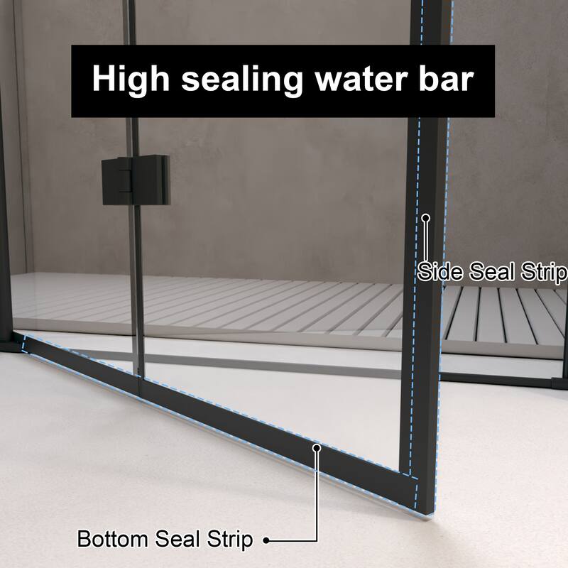 Bifold Shower Door Tempered Glass Aluminum Frame