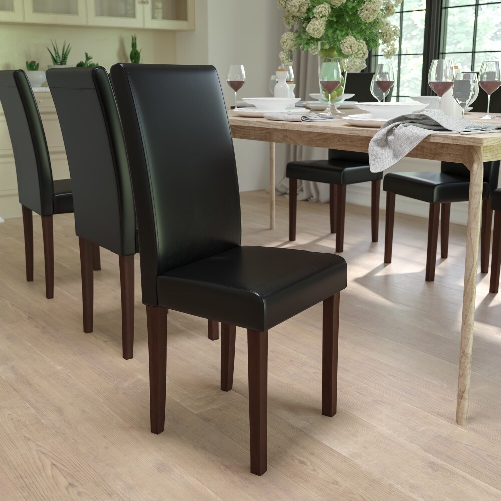 Kacela Faux Leather Upholstered Dining Chairs in Champagne Brown Set of 2 with Buttons Tufted Backrest and Nailhead Trim Bed Bath Beyond 39655454
