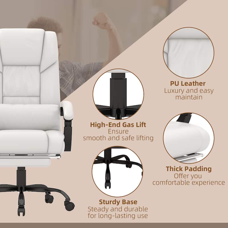 Vinsetto Office Desk Chair Recliner, Height Adjustable Movable Lumbar Support with 6-Point Vibrating Massage