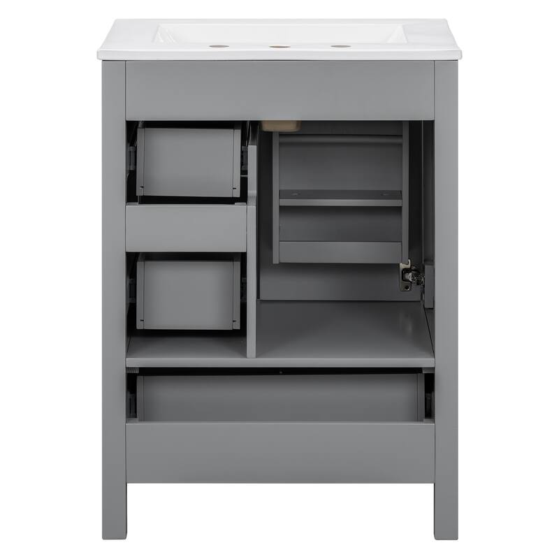 Modern 24-inch Bathroom Vanity with Ceramic Sink