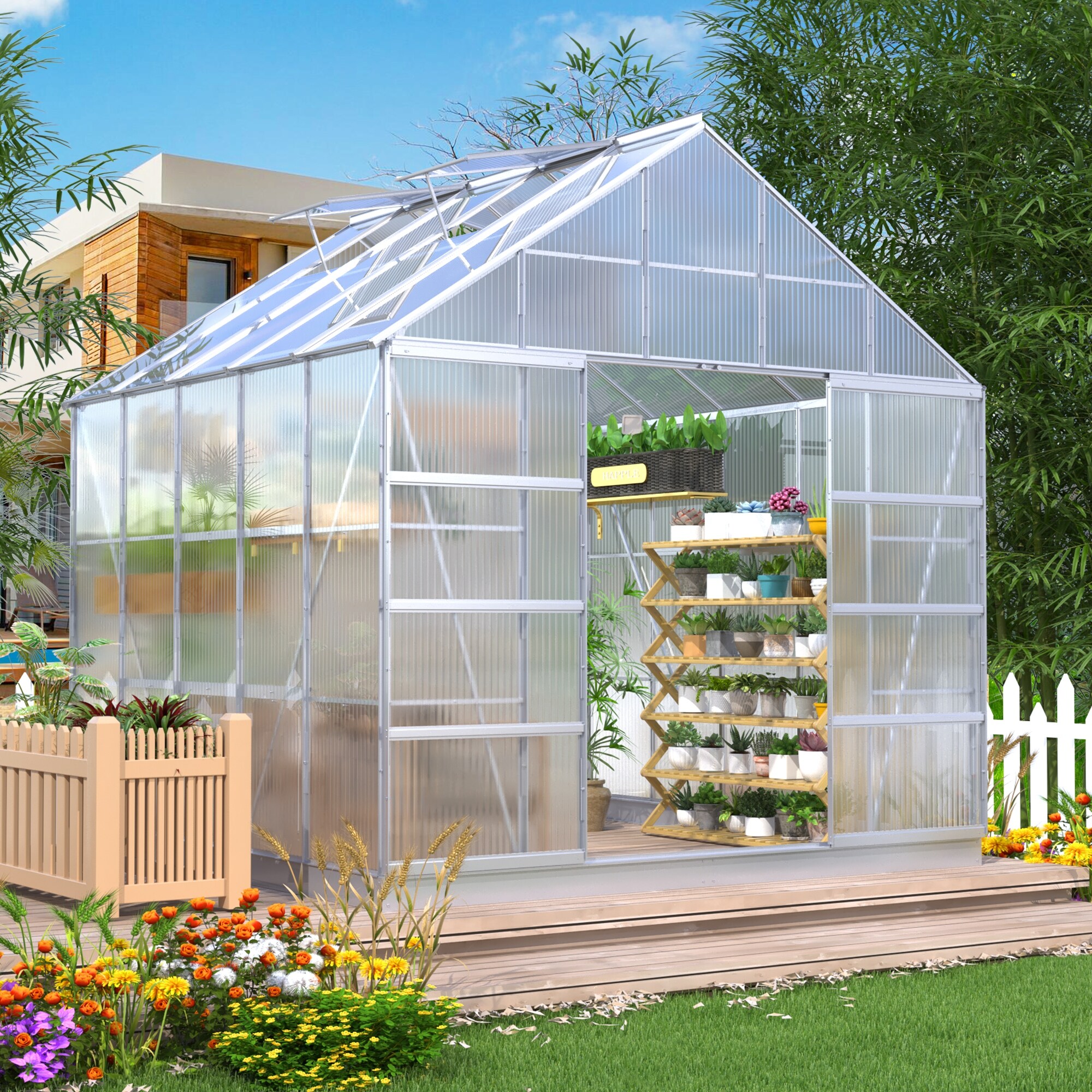 N-Garden　a-2 a-10 a-11 Outdoor 12' x 10' Outdoor Walk-in Hobby Greenhouse for Plants - 10