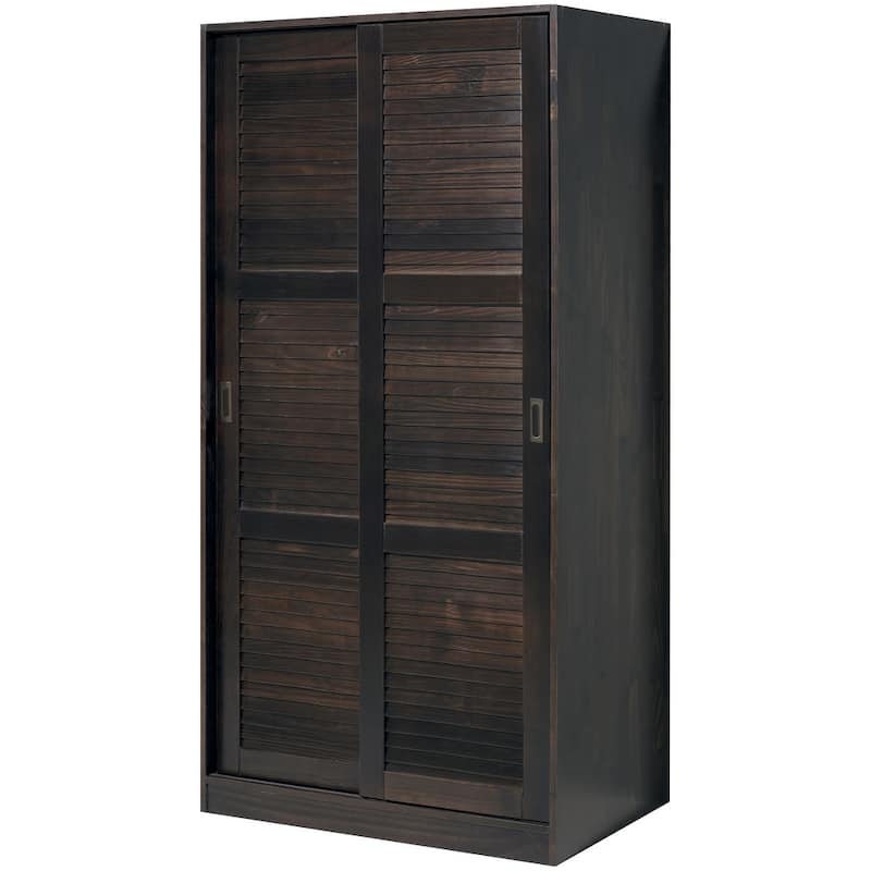 Palace Imports 100% Solid Wood 2-Sliding Door Wardrobe Armoire with Mirrored, Closed Louvered or Raised Panel Doors