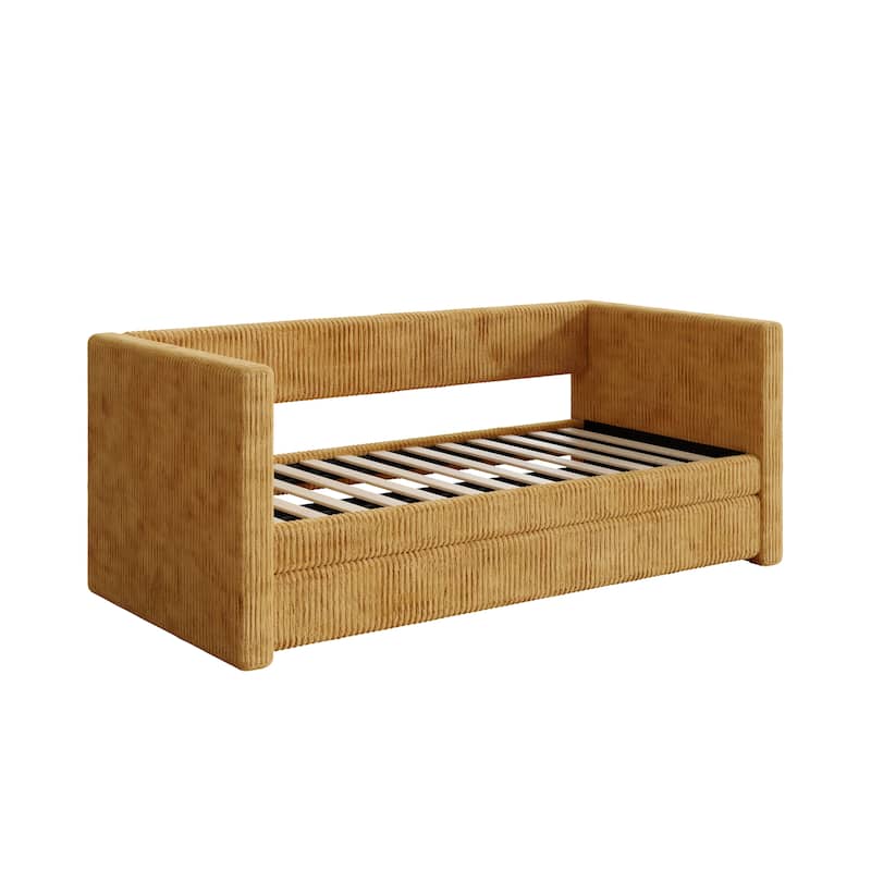 Corvus Somme Corduroy Upholstered Daybed with Trundle - Orange