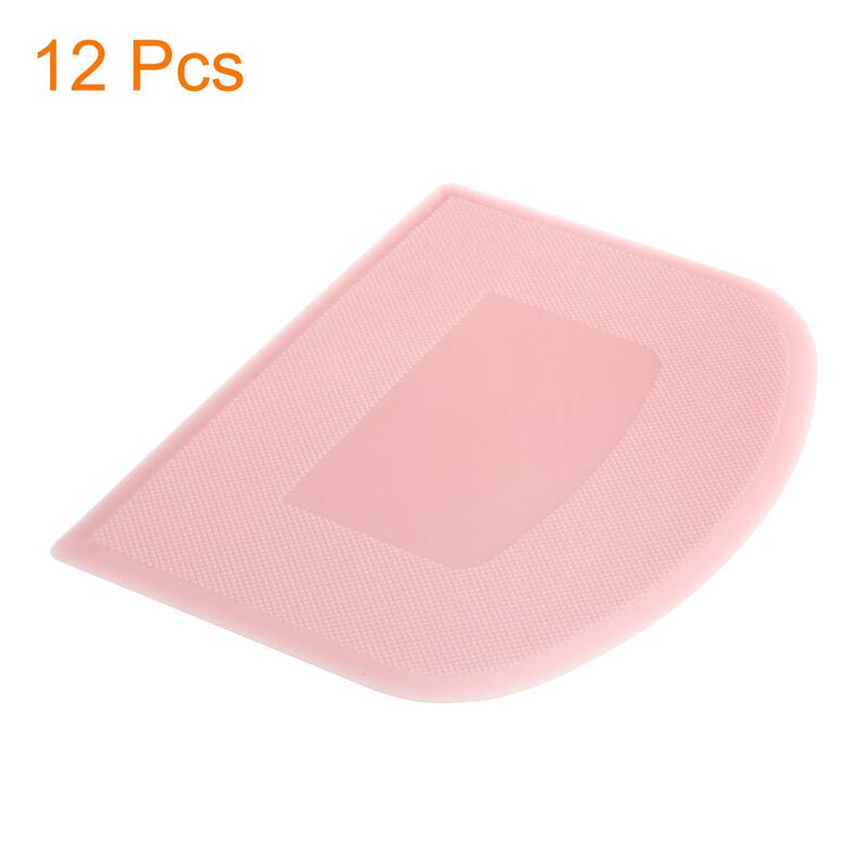 12Pcs Plastic Cake Scraper Dough Cutter for Kitchen, Pink