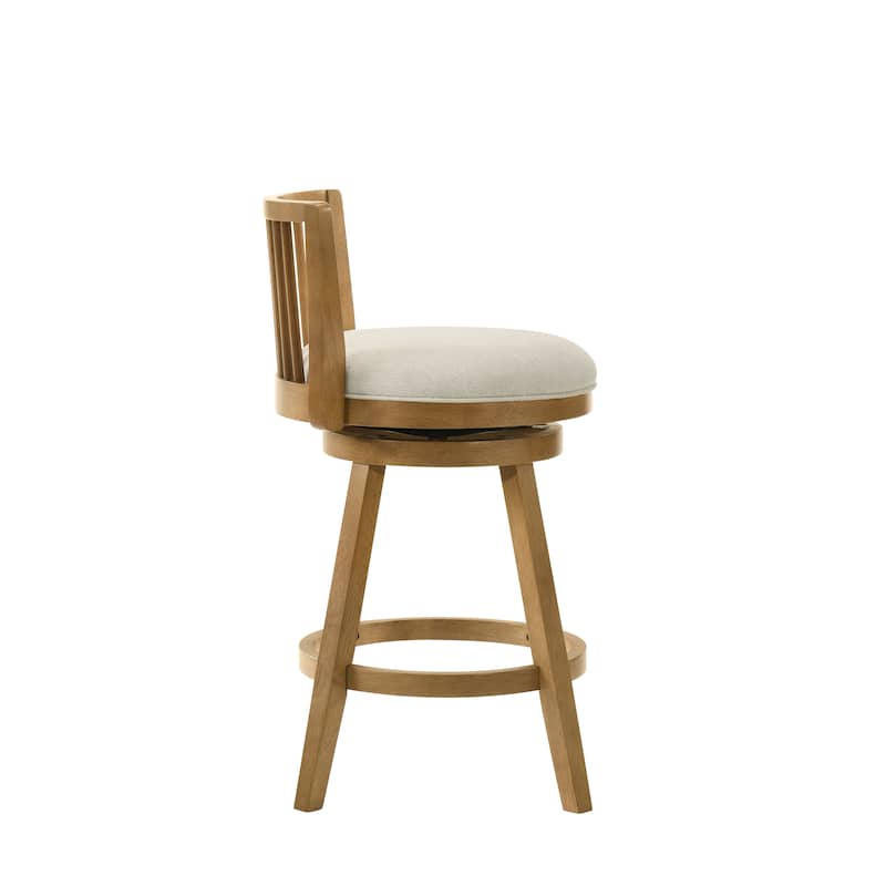 Harper Modern Swivel Bar Stool, Upholstered Counter Height Chair with Solid Wood Frame