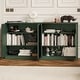 preview thumbnail 9 of 75, 100% Solid Wood Sideboard with Glass or Solid Wood Doors by Palace Imports - 64" x 35.75"