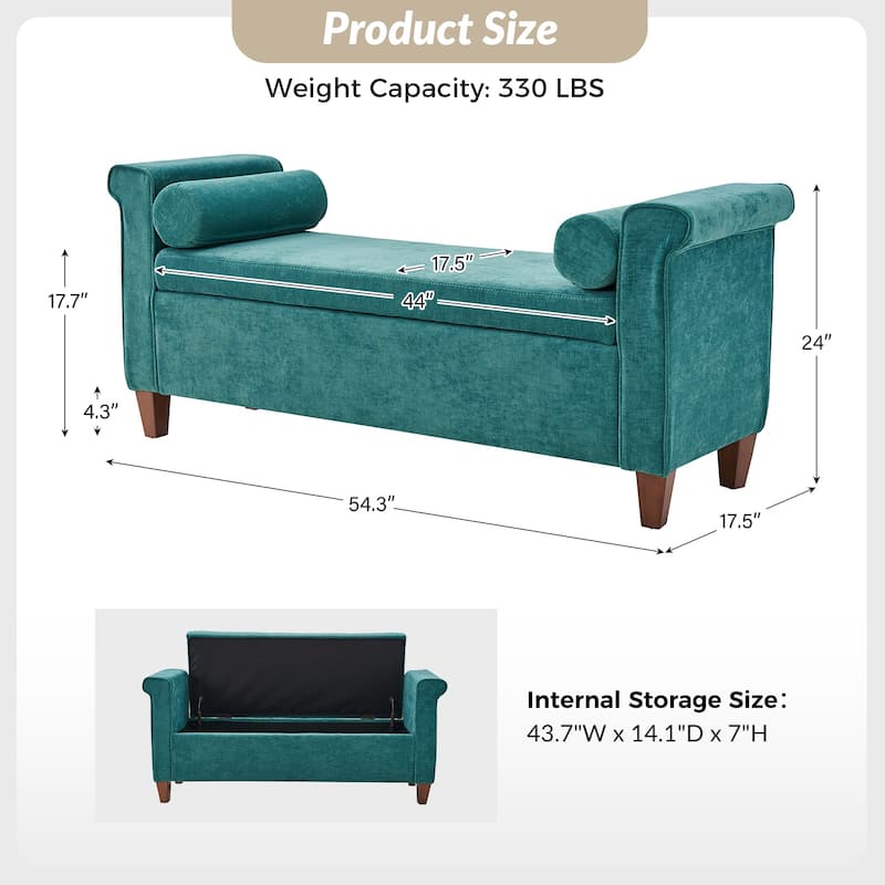 Rita 54.3'' Wide Traditional Storage Bench with 2 Pillows by HULALA HOME
