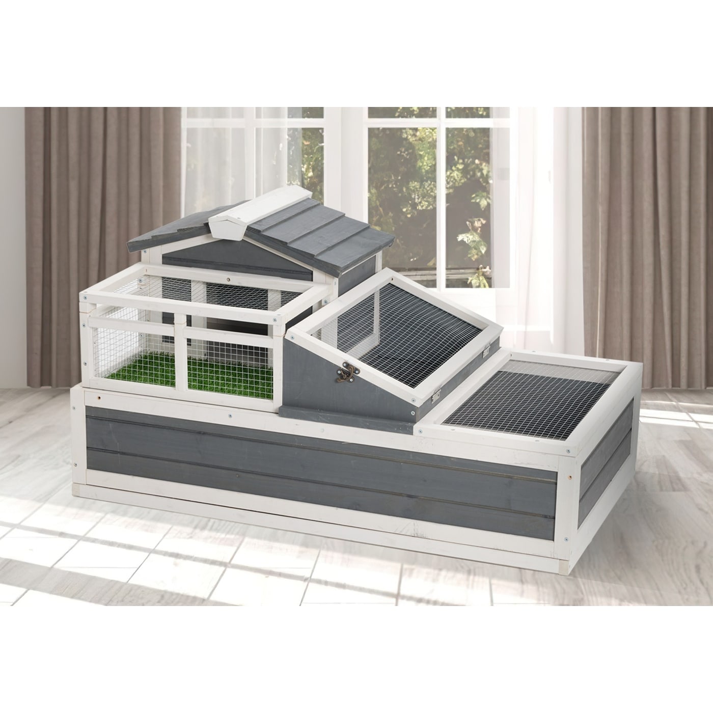 サンタクローチェの裏庭 Indoor/Outdoor Wooden Tortoise Enclosure with Ladder - Bed Bath