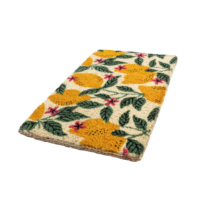 Entryways Lemons Handwoven Coconut Fiber Doormat