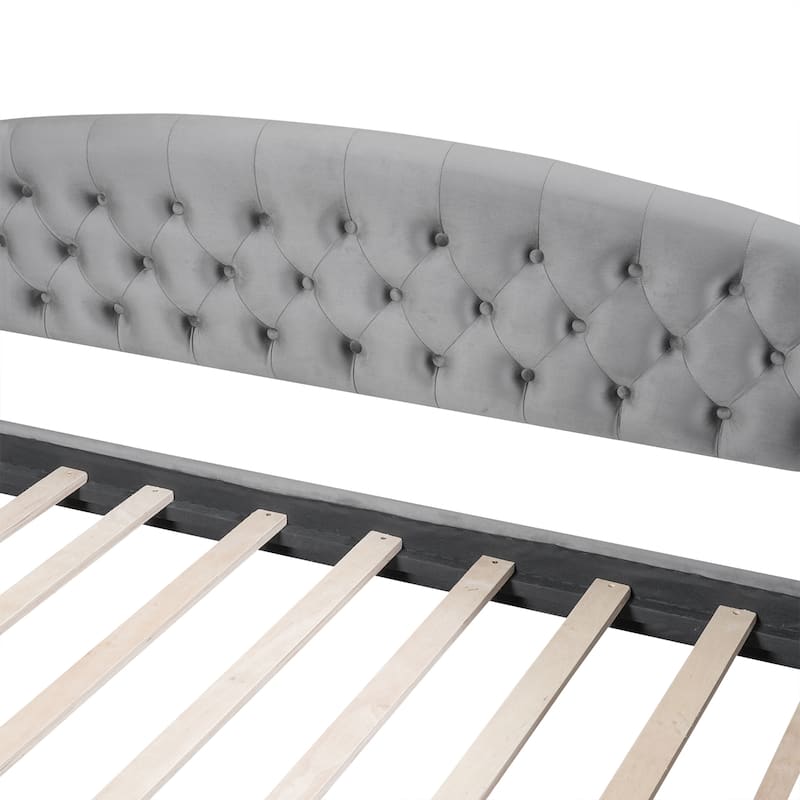 Elegant Velvet Tufted Daybed with Arched Backrest by Harper&Bright Designs