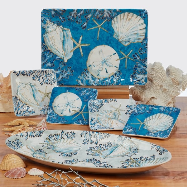 COASTAL COLLECTION BEADED SAND DOLLAR SHELL 15 ROUND TABLE PLACEMATS-SET  OF 2