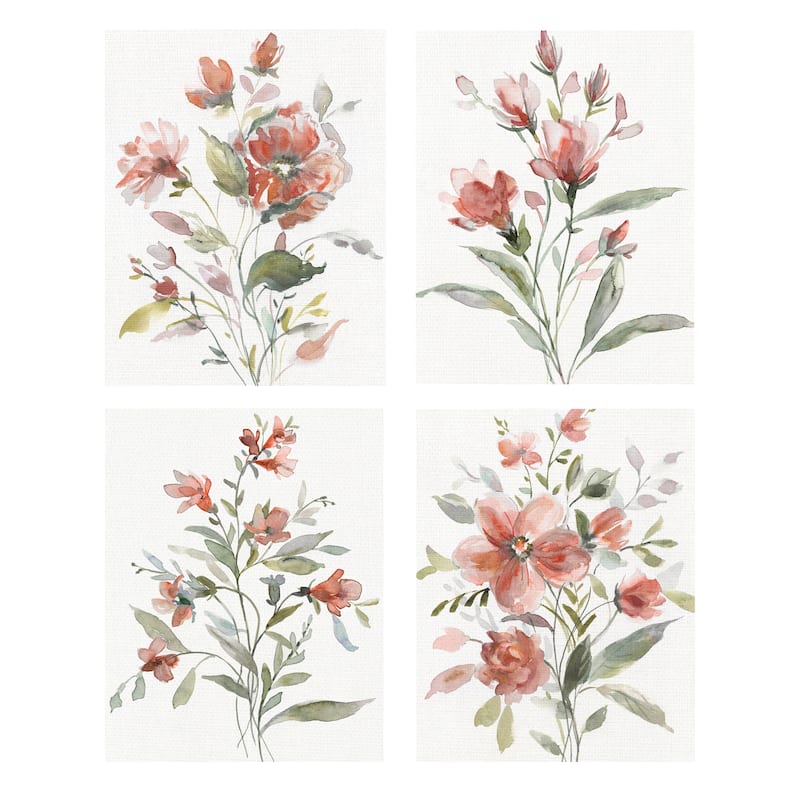 Coral Botanical I-IV Crop by Carol Robinson Canvas Art Prints