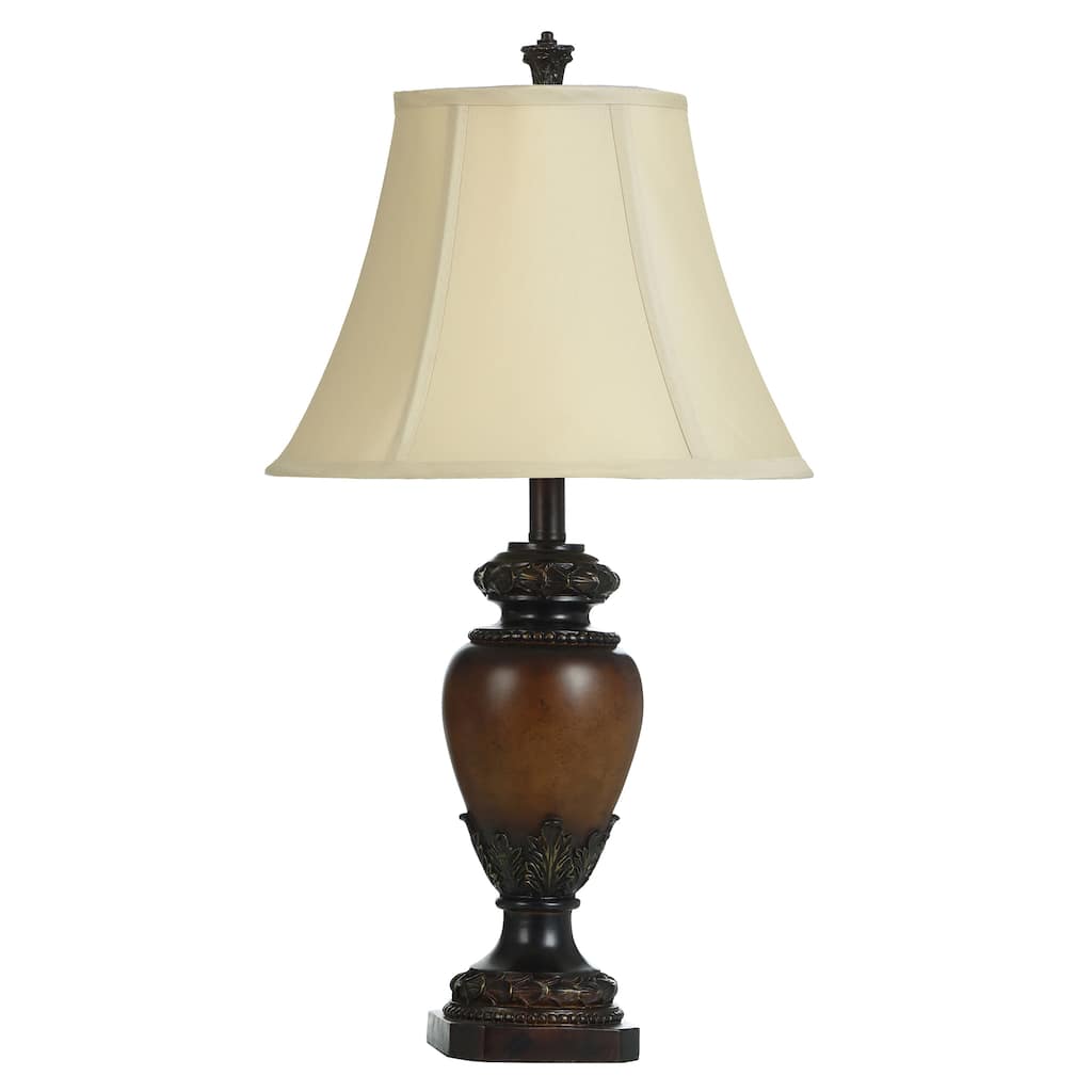 StyleCraft Lainey Table Lamp - Brown Finish - Cream/Light Beige Bell Shaped Shade