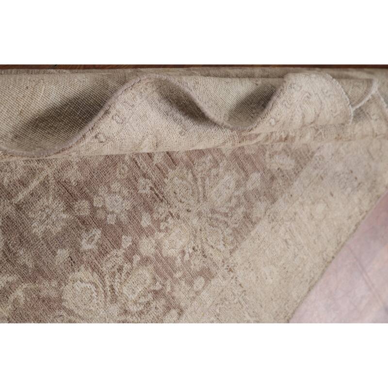 Hand Knotted Oriental 100% Wool Carpet Transitional All-Over Brown Oushak Area Rug - 6' 0'' X 3' 7''