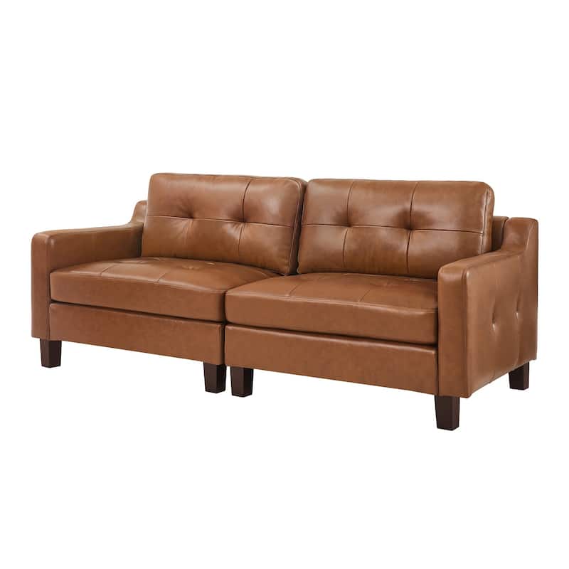 3-Seater Genuine Leather Tufted Sofa for Living Room