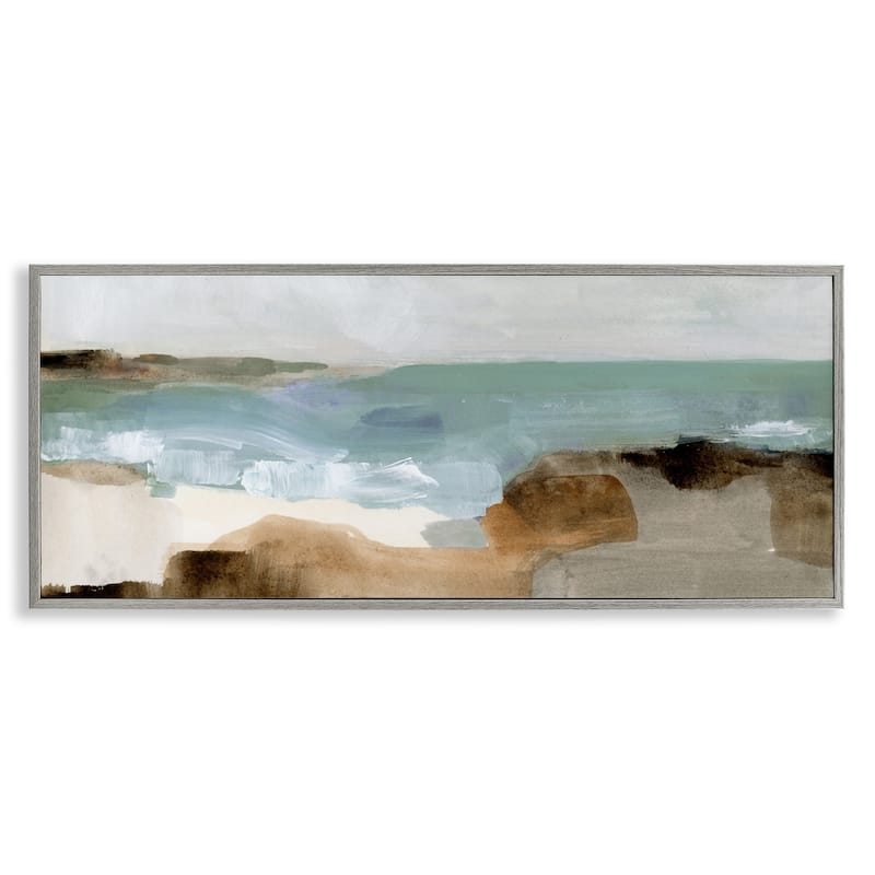 Stupell Abstract Ocean Wave Landscape Muddy Earth Tones Framed Wall Art - Grey - 10 x 24 - Grey