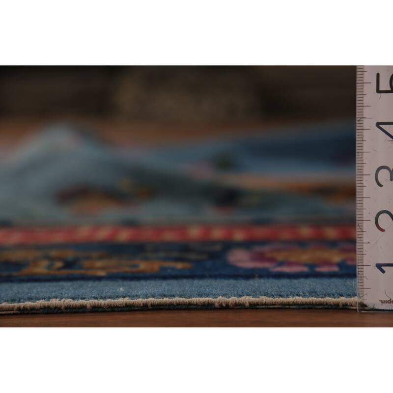 Vegetable Dye Blue Art Deco Chinese Vintage Handmade Wool Carpet - 6'5" x 9'7"