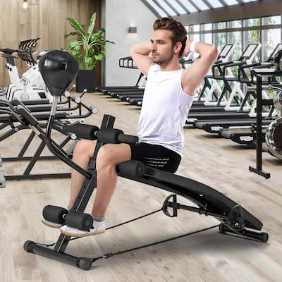 Foldable Decline Workout Benc hSit Up Bench w/ Speed Ball