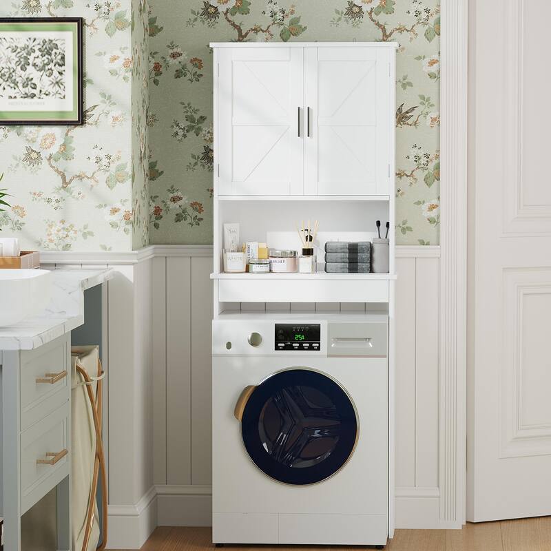 Anmytek Modern Espresso Over The Toilet Space Saver Wood Storage Cabinet Bathroom Organizer