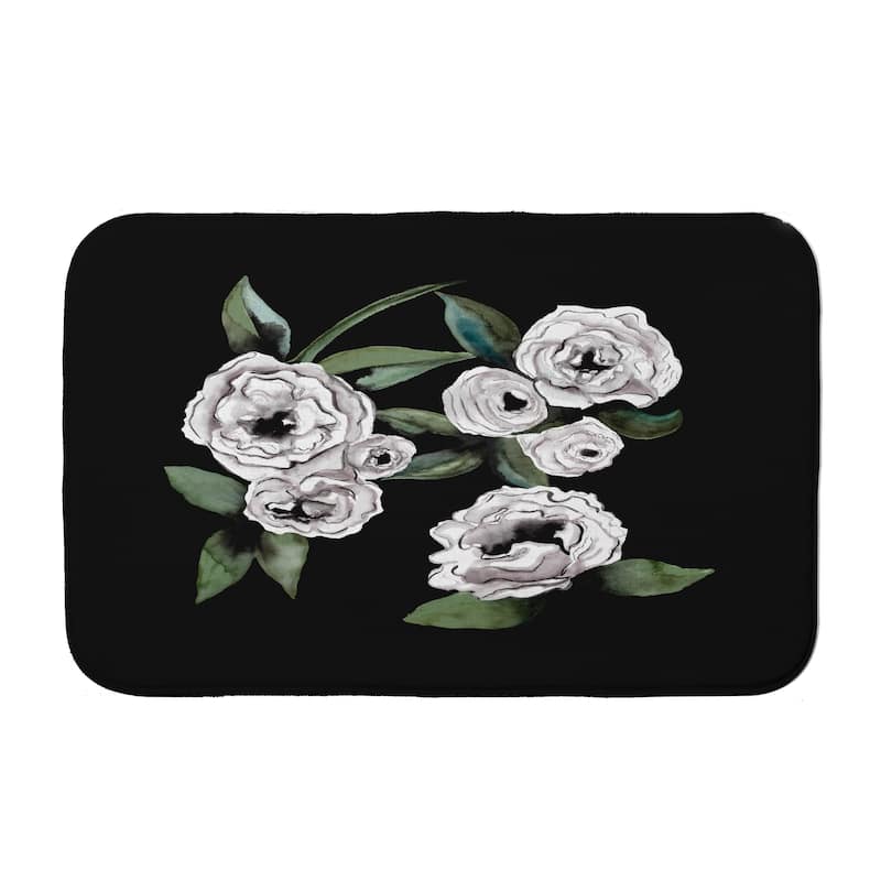 Radiant Rose Bath Mat - 21 x 34 - Black