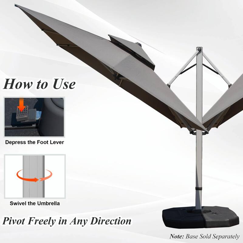 Aluminum Patio Umbrella - 360° Rotation, Hydraulic Lift