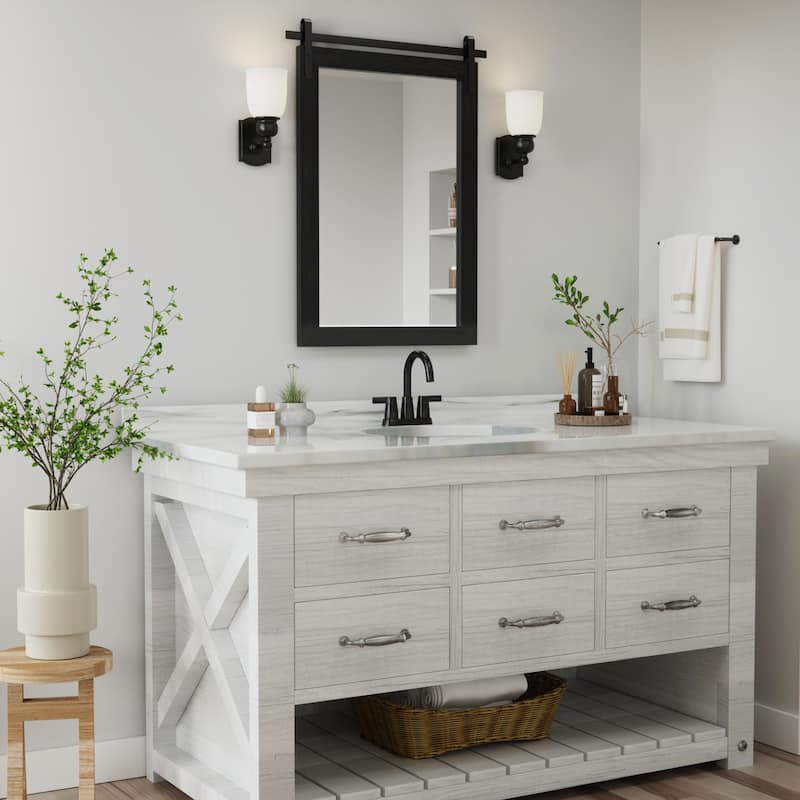 Rural Style Wall Mirrors Farmhouse Bathroom Mirrors Barn Mirror Vanity Mirror with Wood Framed(1 Piece)