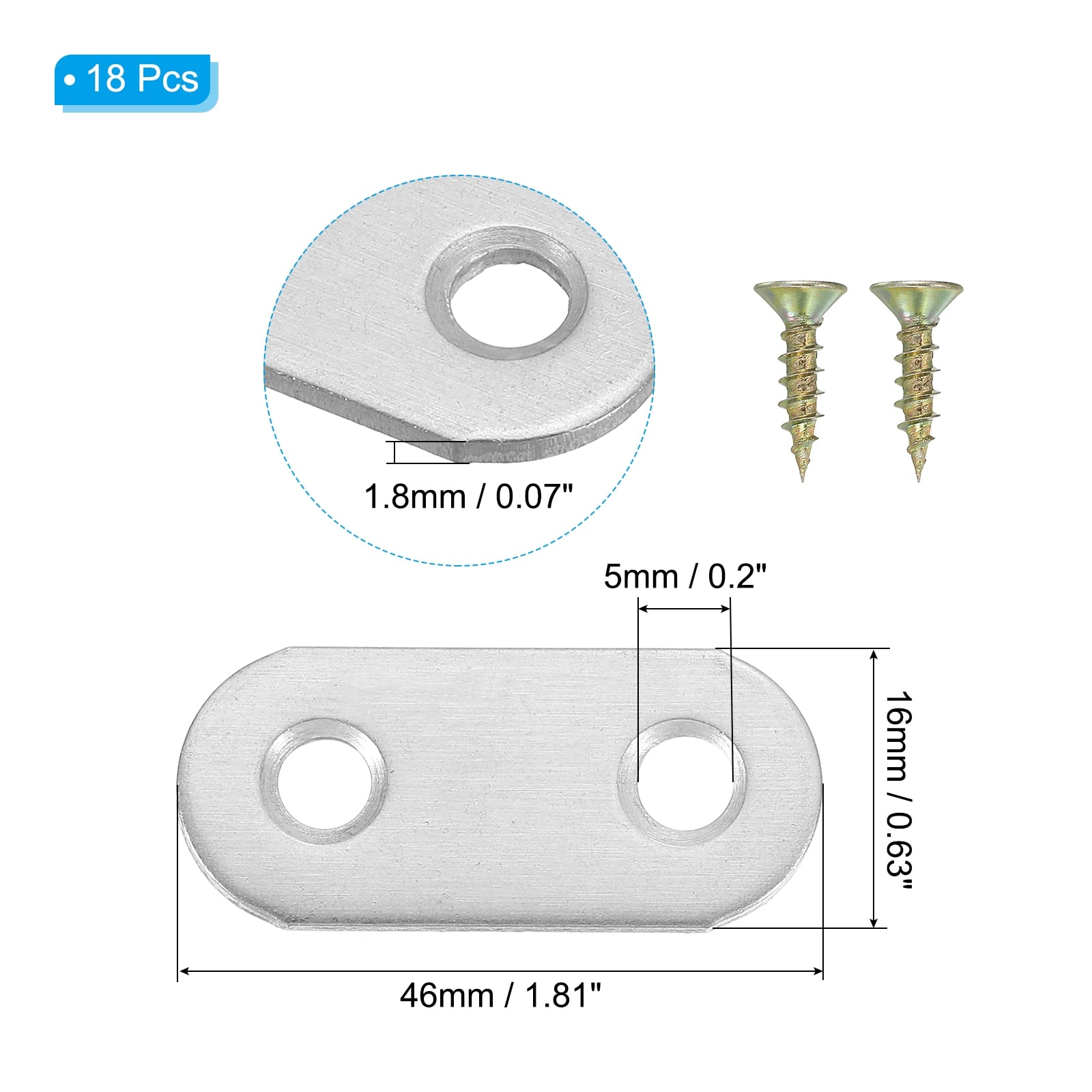 Stainless Steel Flat Mending Plate, Flat Straight Brace Brackets Joining Plates Repair Bracket