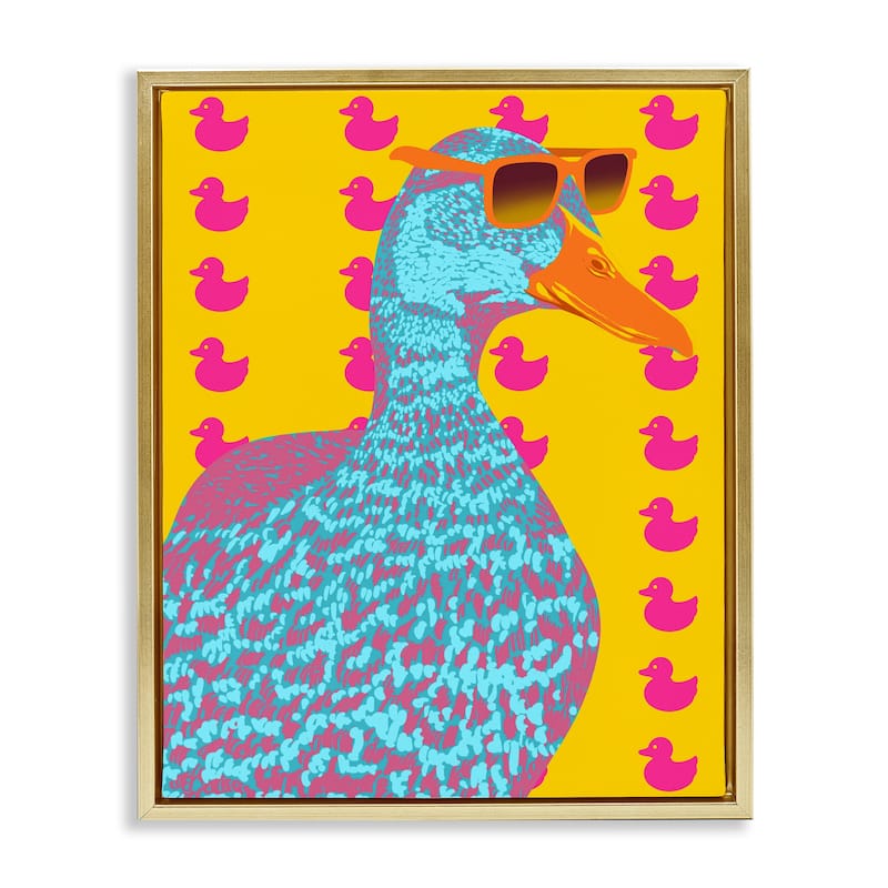 Stupell Quirky Vibrant Goose Framed Floater Canvas Wall Art Design By Marcus Prime - 25 x 31 - Gold