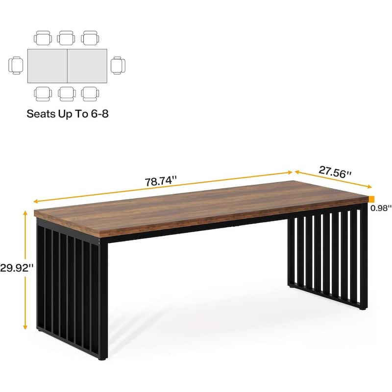 78.74 Inches Double Computer Desk for 2 Person - Extra Long Workstation with Heavy Duty Metal Frame, Large Dual Study Table