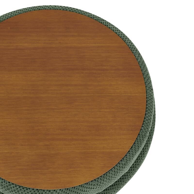 25"Round Storage Ottoman with Tray,ModernTufted Fabric Circle Coffee Table with Storage,Upholstered Ottoman with Removable Top