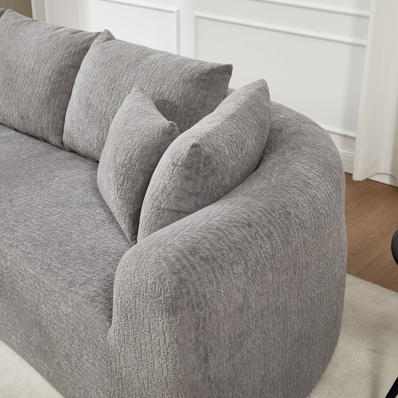 L-Shaped Modular Sectional Sofa with Chaise Lounge, Corduroy Boneless Cloud Sofa, High-Resilience Foam Compressed Sofa