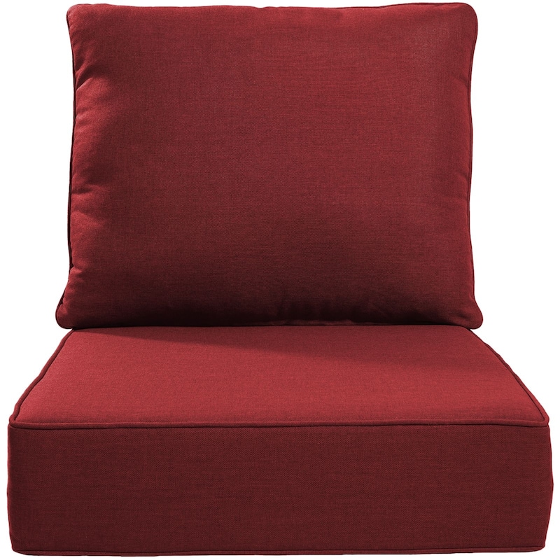 22" W x 24" D x 6" T Water & Fade Resistant Outdoor Lounge Chair Replacement Cushion Set - 1 Set - Red