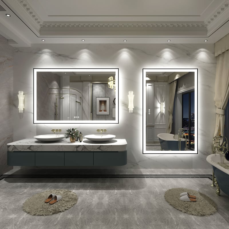 Front & Back LED Anti-Fog Tempered Glass Framed Bathroom/Vanity Mirror 3-Year Warranty