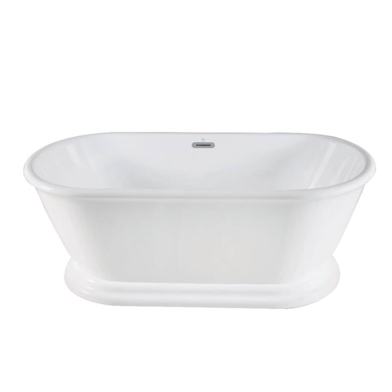 Kingston Brass 66" Pedestal Acrylic Soaking Tub with Center Drain - White