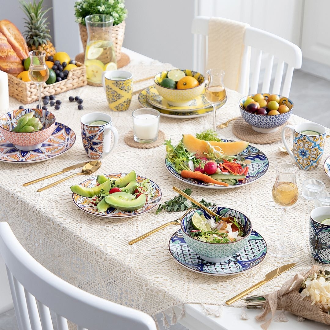 Vancasso Boho Porcelain 16 piece Dinnerware Set Bed Bath