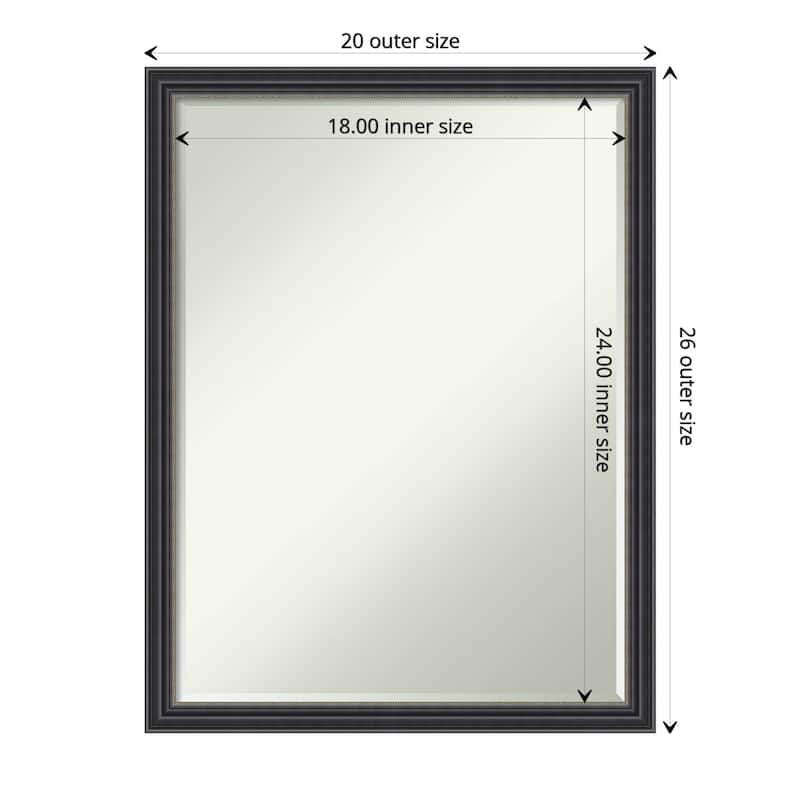 Stylish Black Half-Inch-Bevel Wood Framed Wall Mirror - Stylish Black - Glass Size 18x24 - Stylish Black