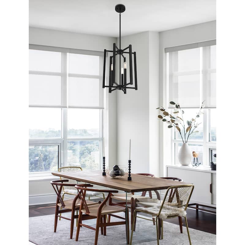5-Light Minimalist Geometric Cage Chandelier, Modern Pendant Light