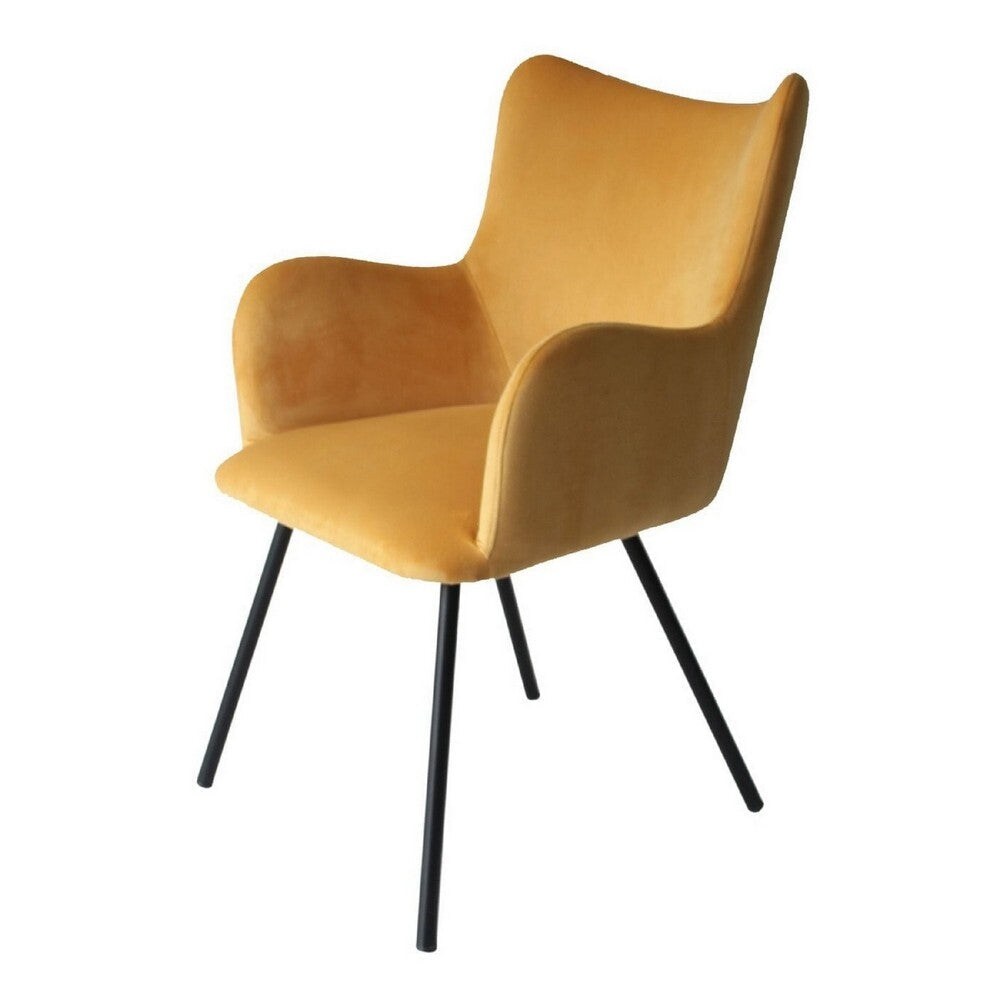 Cid 23 Inch Modern Dining Chair Curved Back Fabric Metal Legs